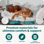 Waterproof coating demonstration on the Mist Gray Furhaven pet throw blanket.