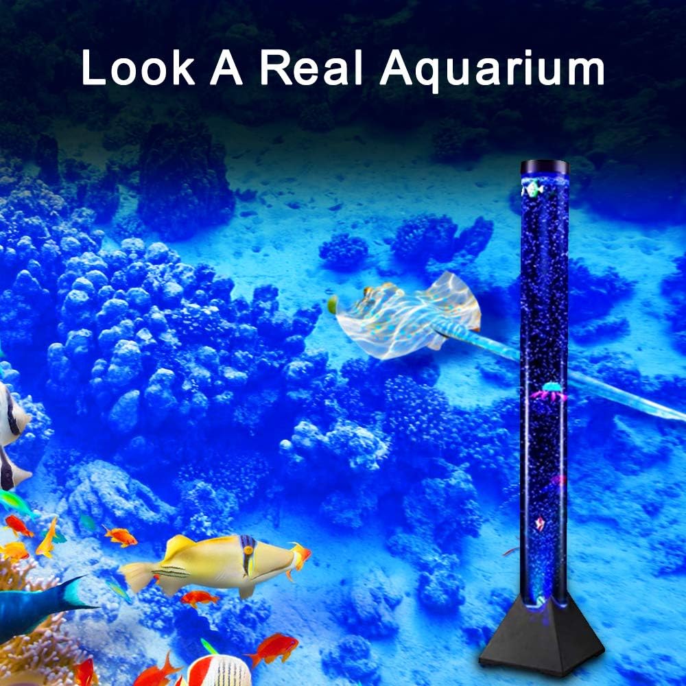 Asifu bubble tube lamp glowing in a dark room setting