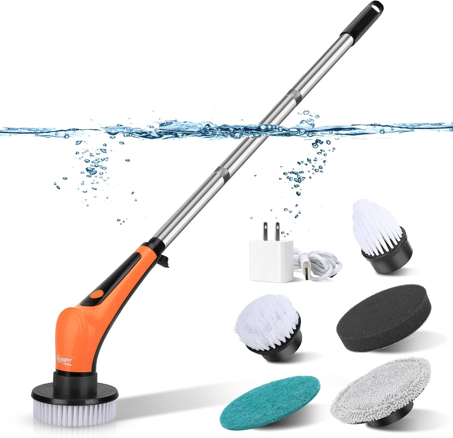 Hygger electric aquarium cleaning brushes kit showcasing the main handle and motor unit.