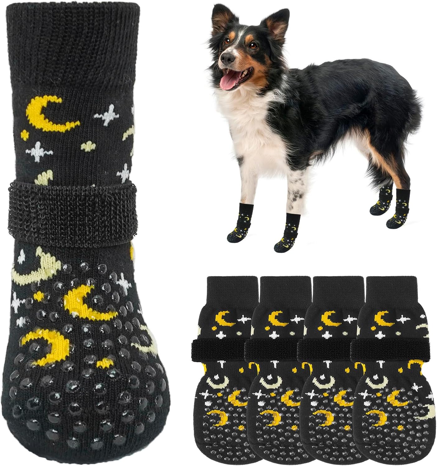 SCENEREAL Anti Slip Dog Sock to Prevent Licking Paws for Hardwood Floors, Boots & Paw Protector Shoes for Hot/Cold Pavement with Grippers, Double Sides Grips for Small Medium Large Senior Dogs - Image 10