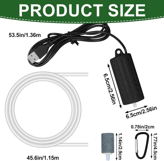 Uncle Yang aquarium air pump with USB cable and accessories