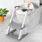 SKYROKU 8868 potty training seat grey front view showing step stool ladder