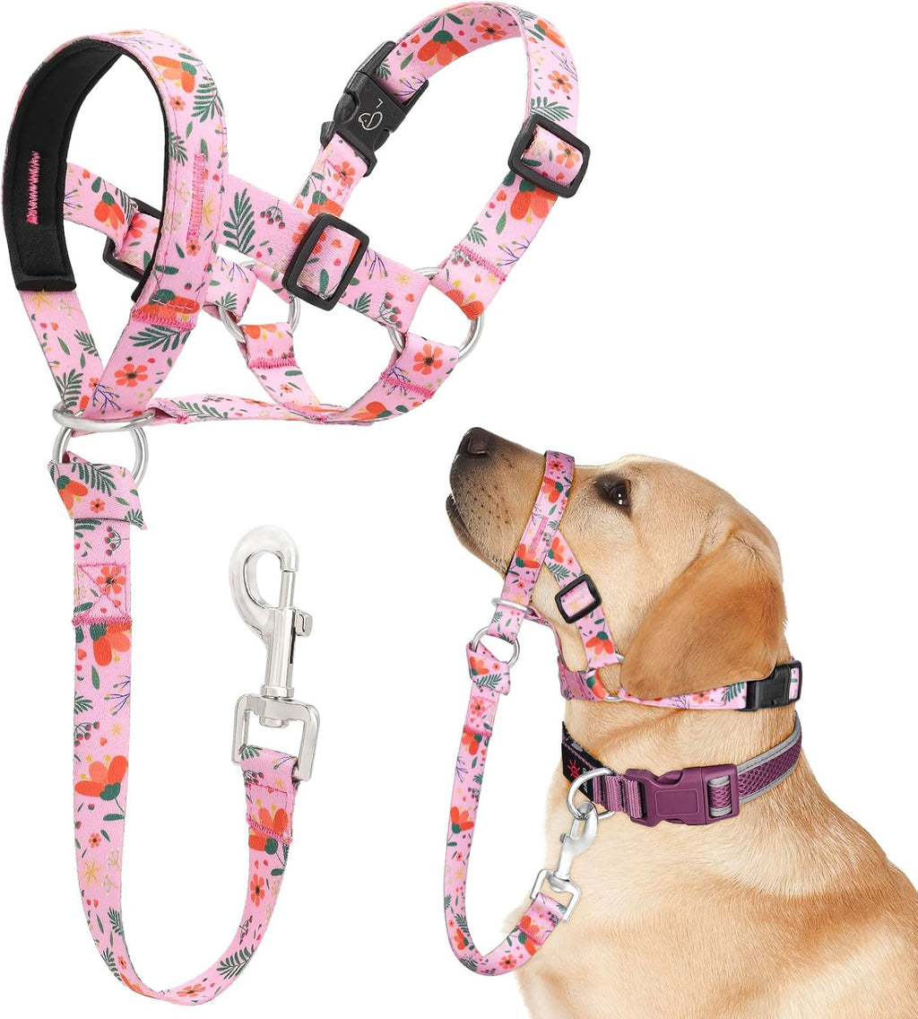 Ezierfy Printed No-Pull Dog Head Collar in Mimosa floral pattern