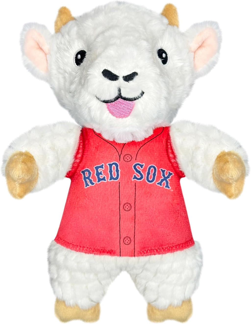 Pets First goat shaped interactive pet toy showcasing its size and texture.