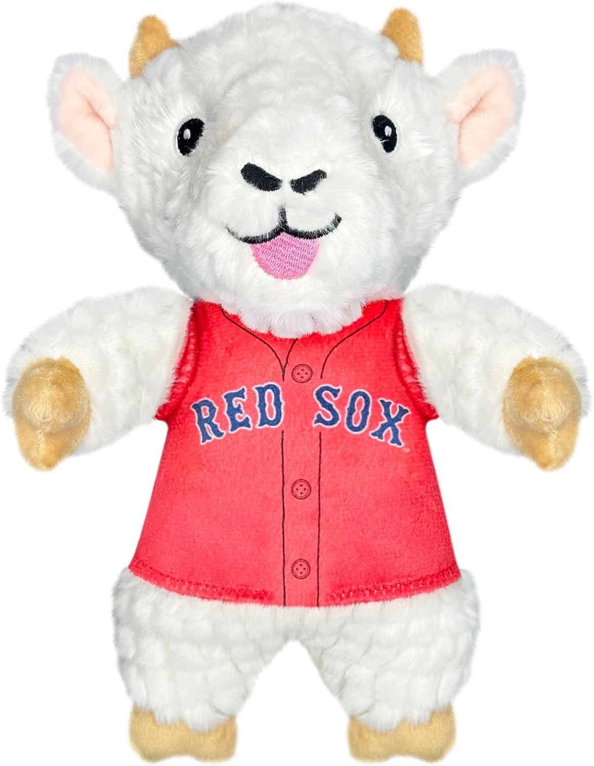 Pets First goat shaped interactive pet toy showcasing its size and texture.