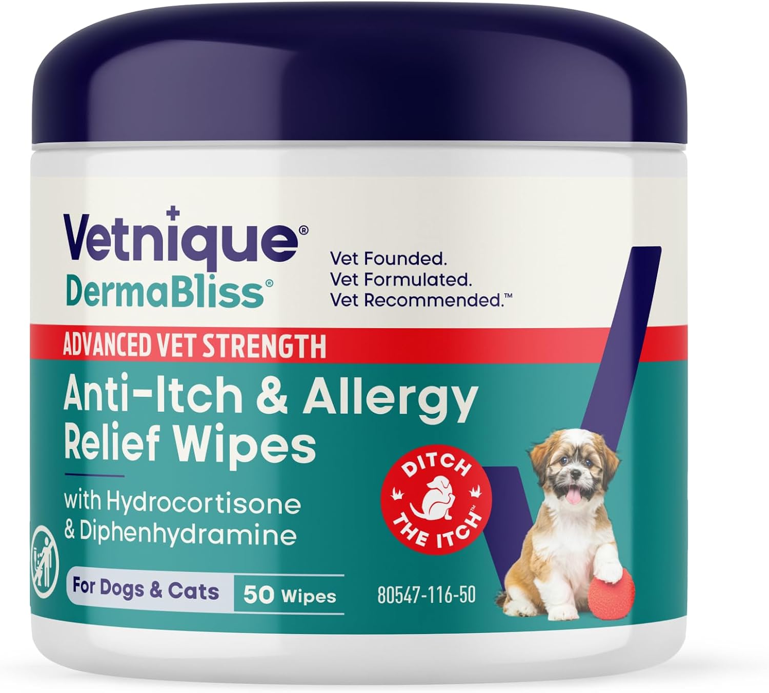 Vetnique Dermabliss Chlorhexidine for Dogs & Cats Wipes - Ketoconazole Medicated Antibacterial & Antifungal Skin Wipes for Hot Spots, Yeast Infection, Yeasty Paws, Itch & Smelly Folds, 50 Count Small - Image 10