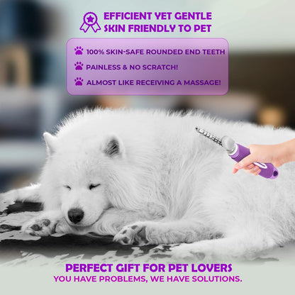 Professional pet deshedding brush tool for stubborn mats