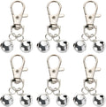 Giococo 6 Piece Dog Collar Bells front view showing silver tracking charms with heavy duty snaps.