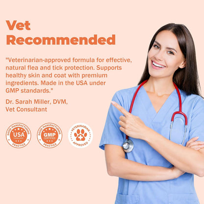 Carmelie brand natural flea supplement packaging details
