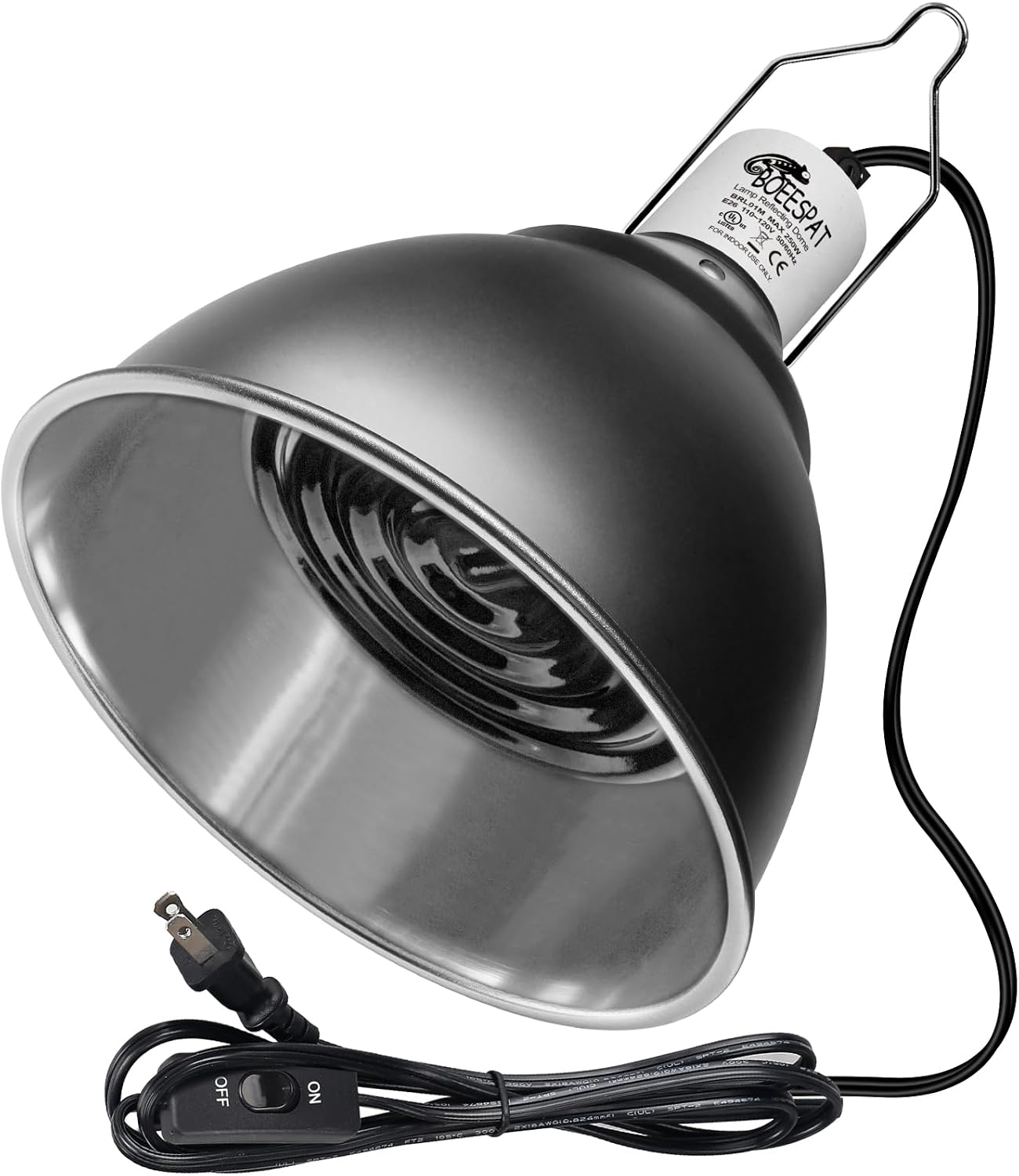 Reptile Lamp Bulb Fixture 5.5 Inch Deep Dome with Switch - Ideal for 60W/75W/100W/150W Heat Lamp Bulbs, Compatible with All E26 UVA/UVB/Basking Heat Bulbs, Supports Up to 150 Watts - Image 9
