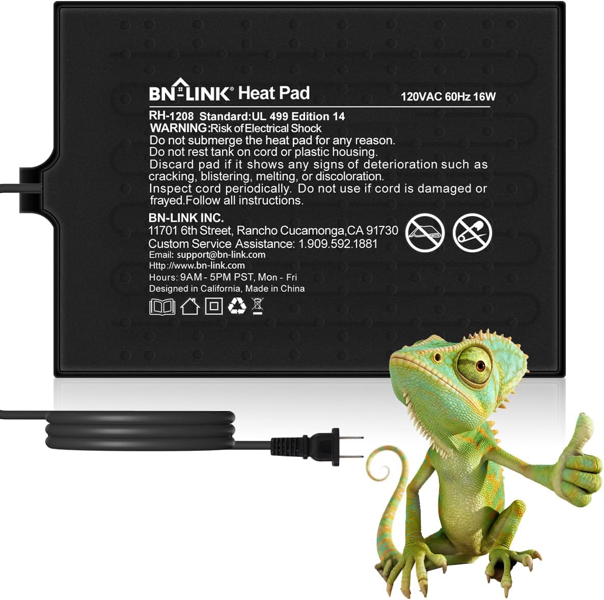 BN-LINK Reptile Heat Pad 6"X8" 8W for 10-20gal Under Tank Terrarium Heating Mat Waterproof for Turtle, Lizard, Frogs, Snake, Hermit Crab - Image 11