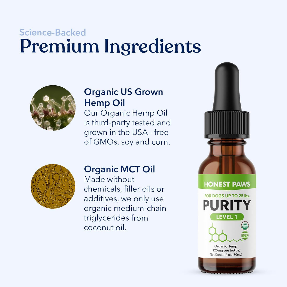 USA imported honest paws hemp seed oil supplement for small dog breeds