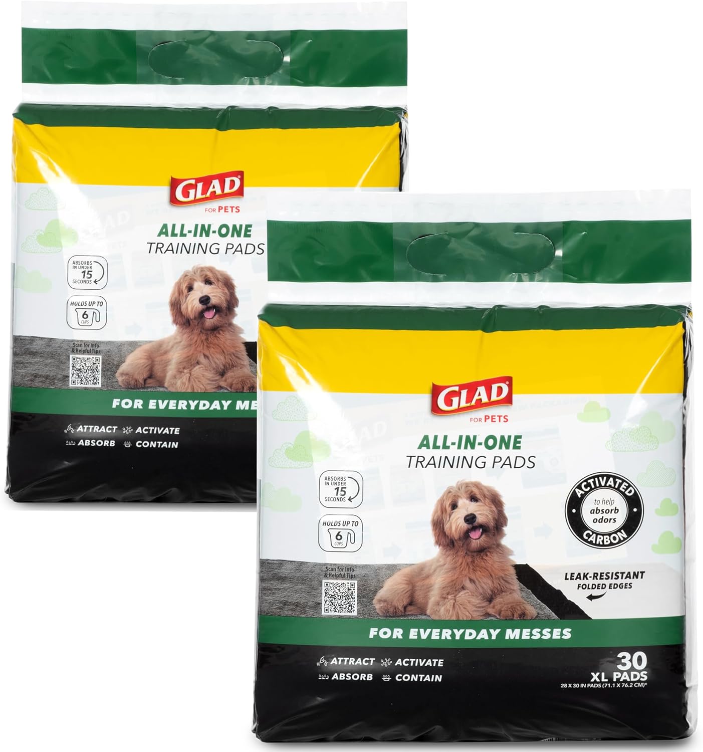 Glad for Pets Extra Large Charcoal Training Pads for Dogs and Puppies, Activated Carbon Odor Control, 6-Layer Absorbent Leak-Proof Pee Pads with Pheromone Attractant, 28 x 30 in, 30 Count - Image 14