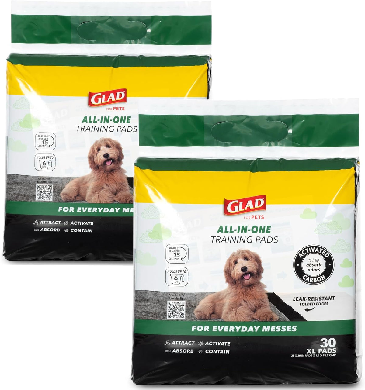 Glad for Pets Extra Large Charcoal Training Pads for Dogs and Puppies, Activated Carbon Odor Control, 6-Layer Absorbent Leak-Proof Pee Pads with Pheromone Attractant, 28 x 30 in, 30 Count - Image 14