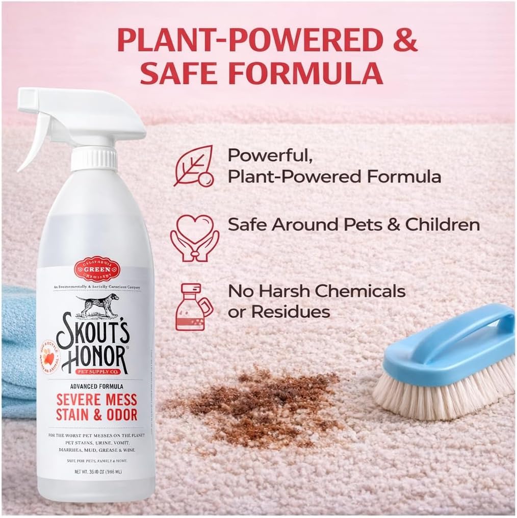 Skout's Honor dog mess stain cleaner packaging close up