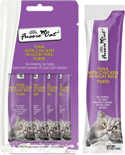 Fussie Cat Premium Tuna with Salmon in Goat Milk Puree, lickable cat Treats, 0.5oz Pouch Pack of 4 - Image 10