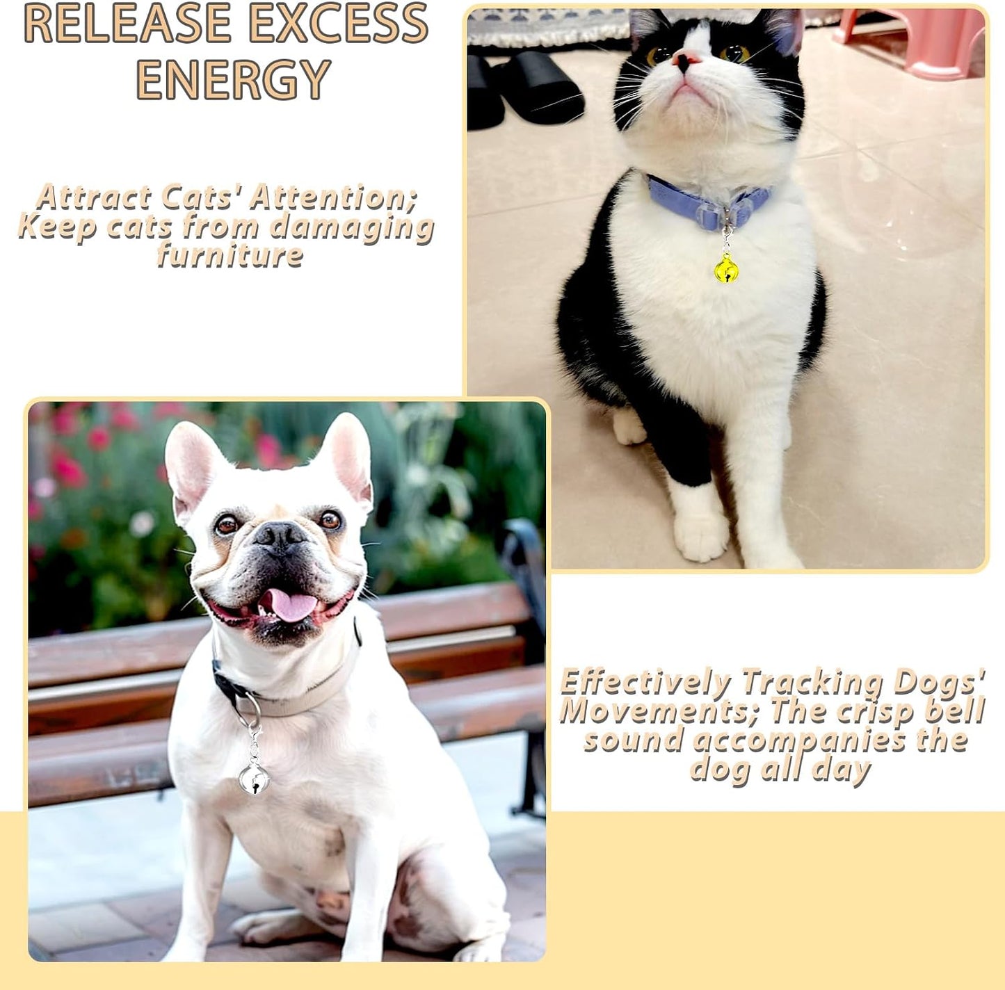 Lightweight chrome plated pet collar bells showing the compact 14 millimeter size comparison