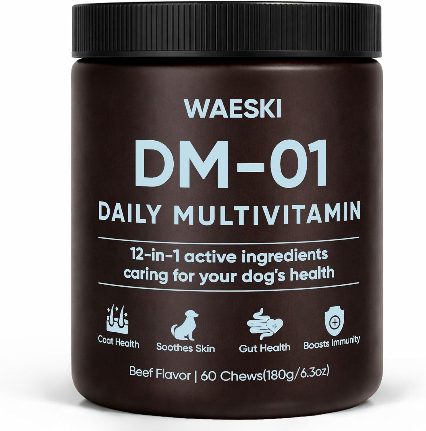 KOVGOCY Waeski DM-01 daily multivitamin for dogs front view of container