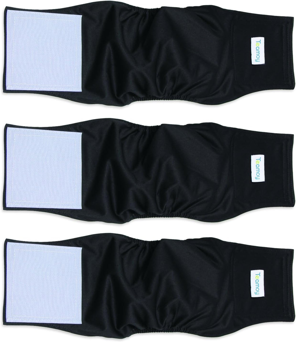 Teamoy Reusable Wrap Diapers for Male Dogs, Washable Puppy Belly Band Pack of 3 (M, 13"-16" Waist, Black+ Gray+ Lake Blue) - Image 10