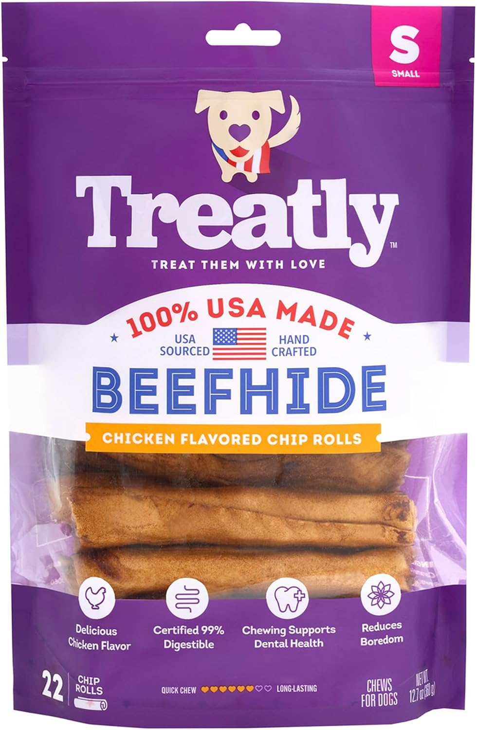 USA Beefhide Chip Rolls 10-11" Dog Chew Treats - Natural Flavor, 10 Count/1 Pack - Image 15