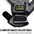 Otis and Claude pet hair remover glove peeling loose fur off