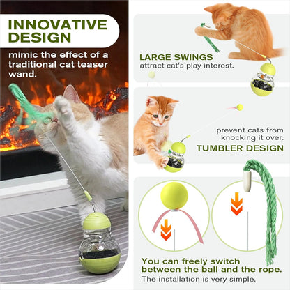 Side profile of the durable ABS plastic TLKNG kitten toy demonstrating the weighted never tip design.