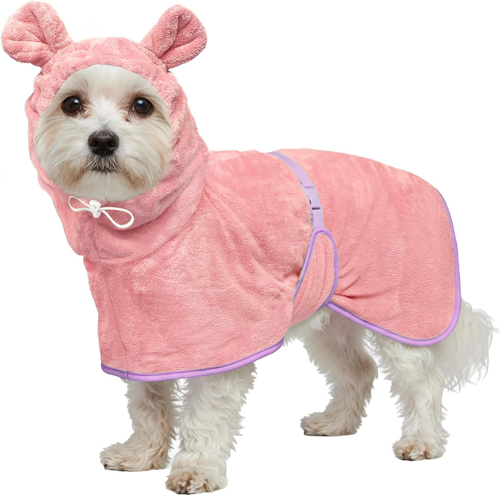 HhiMyOct dog bathrobe super absorbent towel robe front view on a large dog