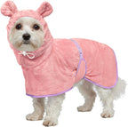 HhiMyOct dog bathrobe super absorbent towel robe front view on a large dog
