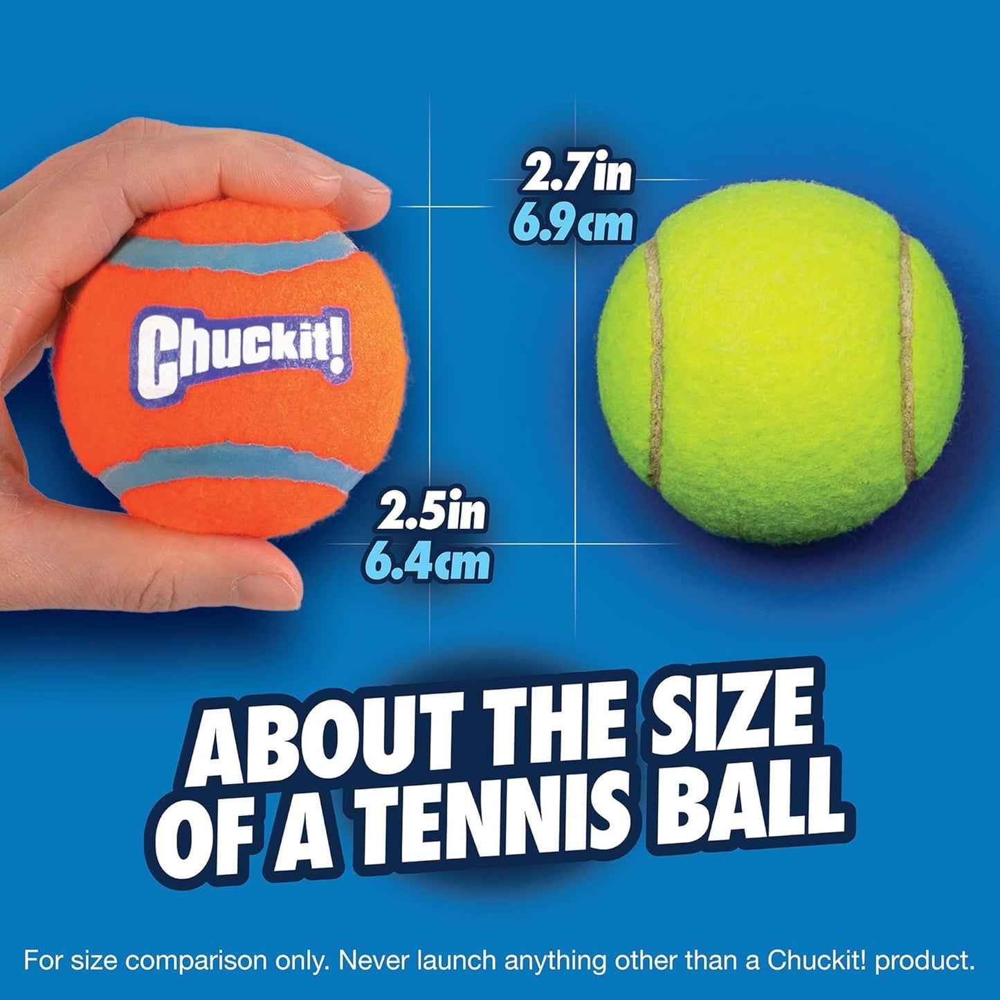 Comparison of Chuckit! tennis ball size for medium dogs