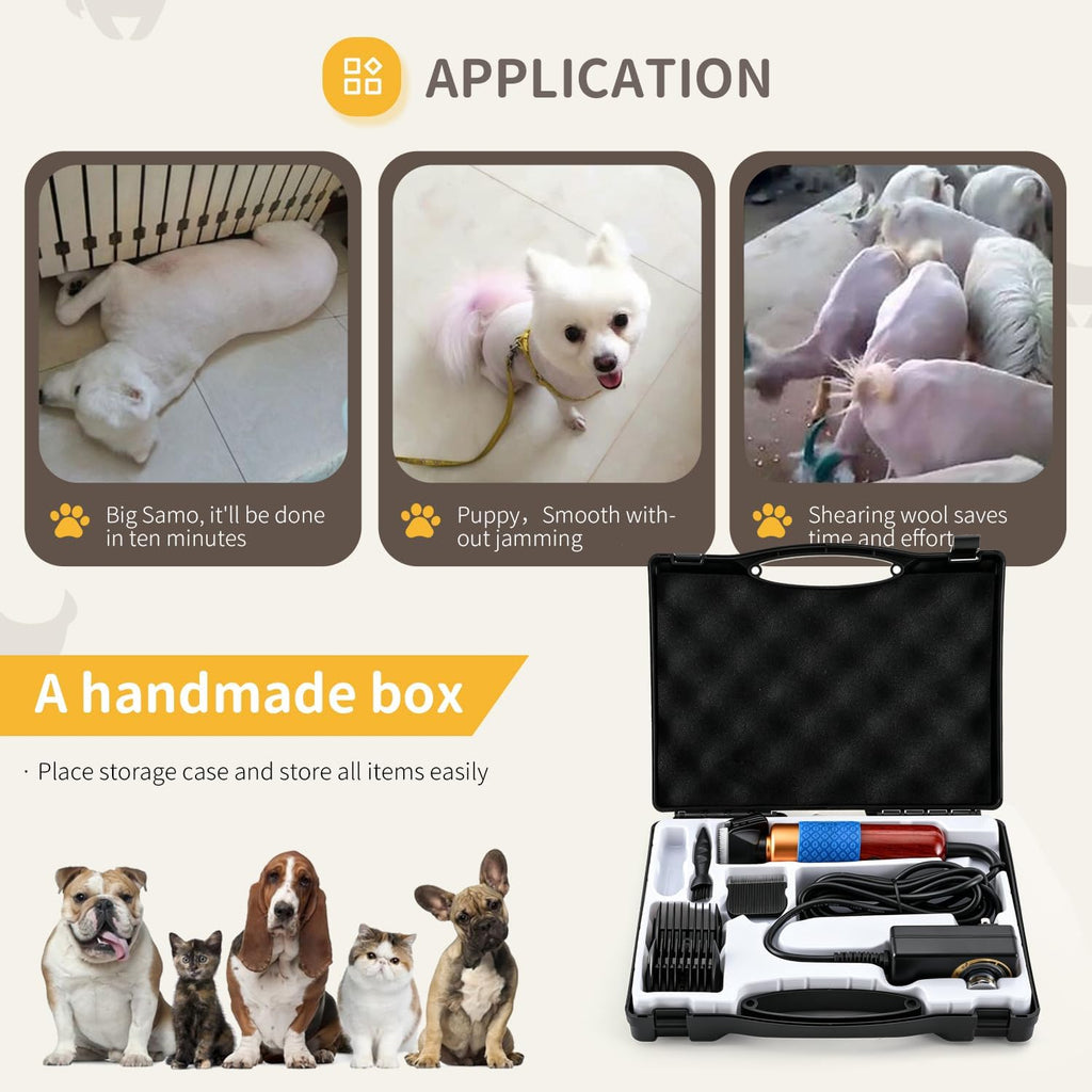 Adjustable speed dog grooming clipper with three meter power cable