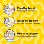Close up of Temptations Lickable Spoons salmon and tuna branding