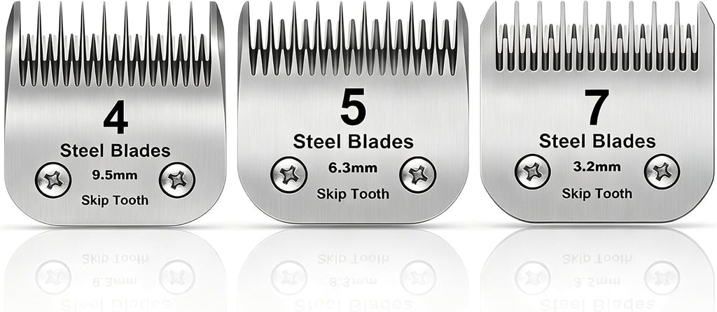 7 Skip Tooth Detachable Pet Dog Grooming Steel Blades,Compatible with Andis,Oster A5,Wahl KM10 Series Clippers,Cut Length 1/8-Inch (3.2mm) 1 Pack - Image 14