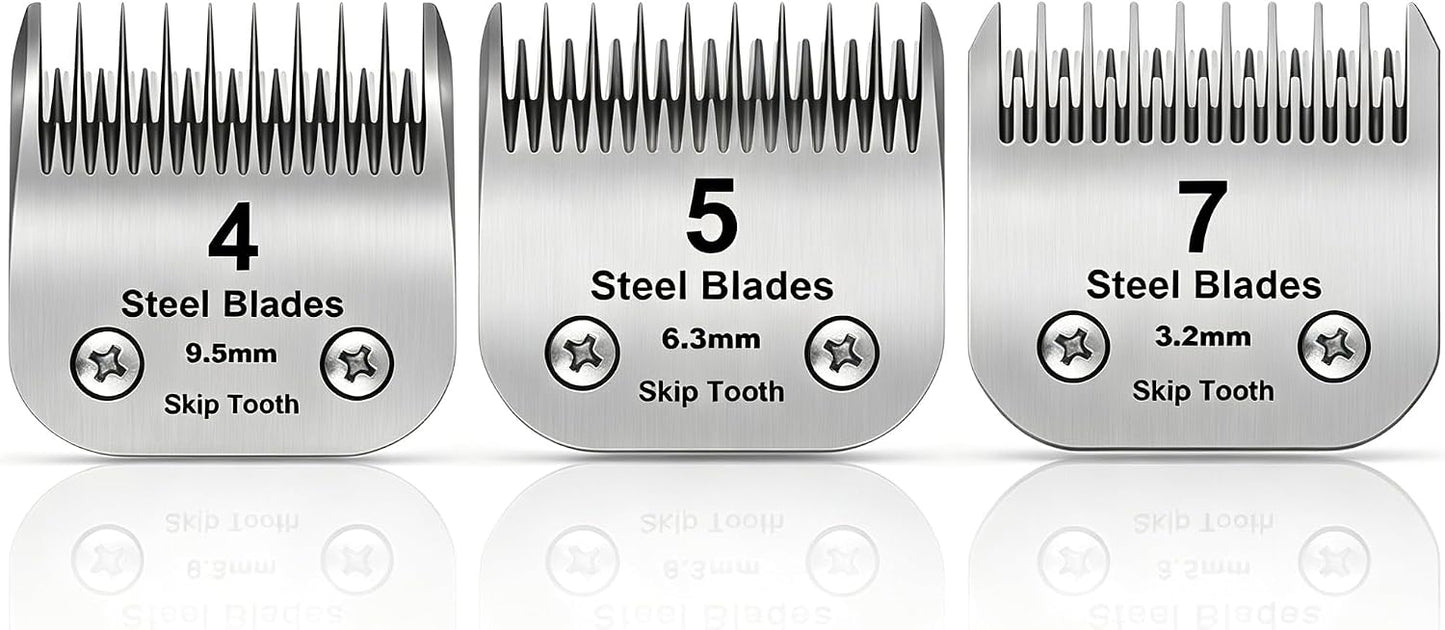 7 Skip Tooth Detachable Pet Dog Grooming Steel Blades,Compatible with Andis,Oster A5,Wahl KM10 Series Clippers,Cut Length 1/8-Inch (3.2mm) 1 Pack - Image 14