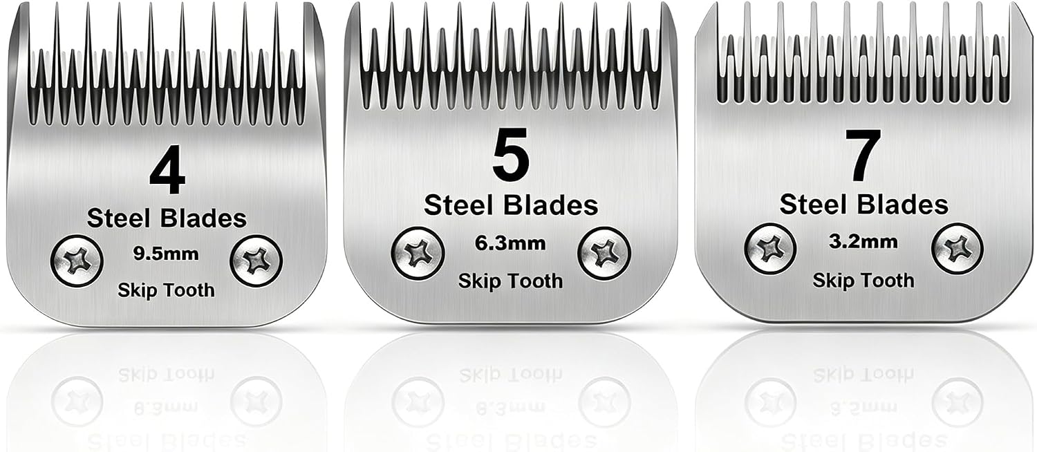 7 Skip Tooth Detachable Pet Dog Grooming Steel Blades,Compatible with Andis,Oster A5,Wahl KM10 Series Clippers,Cut Length 1/8-Inch (3.2mm) 1 Pack - Image 14