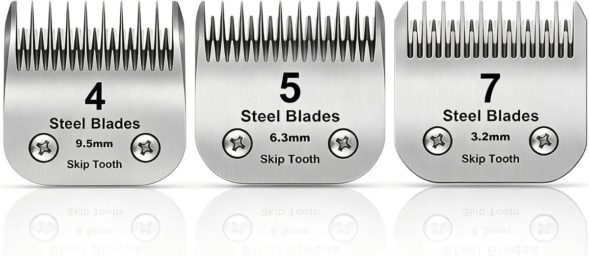7 Skip Tooth Detachable Pet Dog Grooming Steel Blades,Compatible with Andis,Oster A5,Wahl KM10 Series Clippers,Cut Length 1/8-Inch (3.2mm) 1 Pack - Image 14