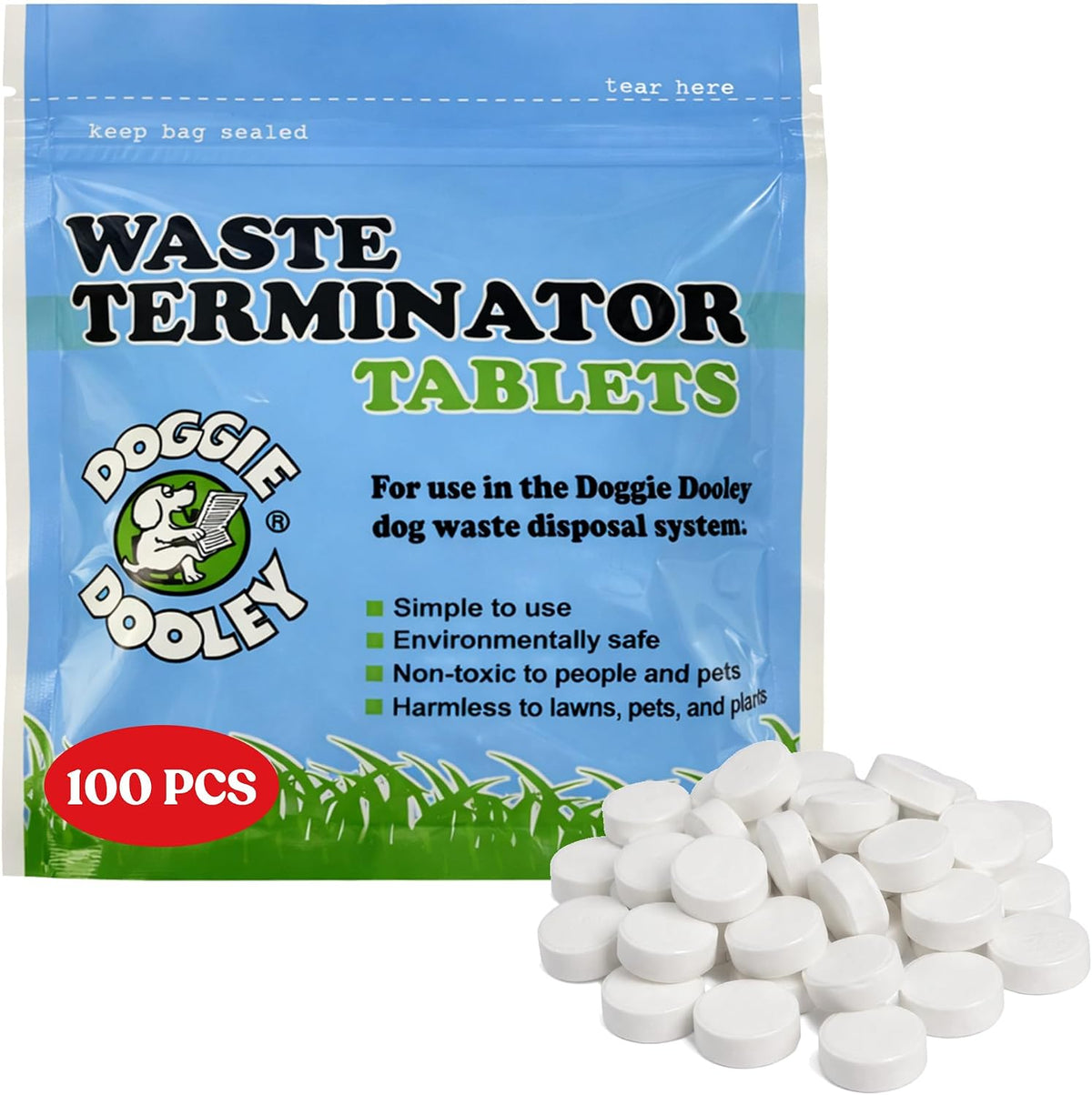 Doggie Dooley Waste Terminator Tablets 100 Count front view package