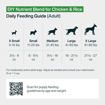 JustFoodForDogs chicken and white rice recipe supplement pouch