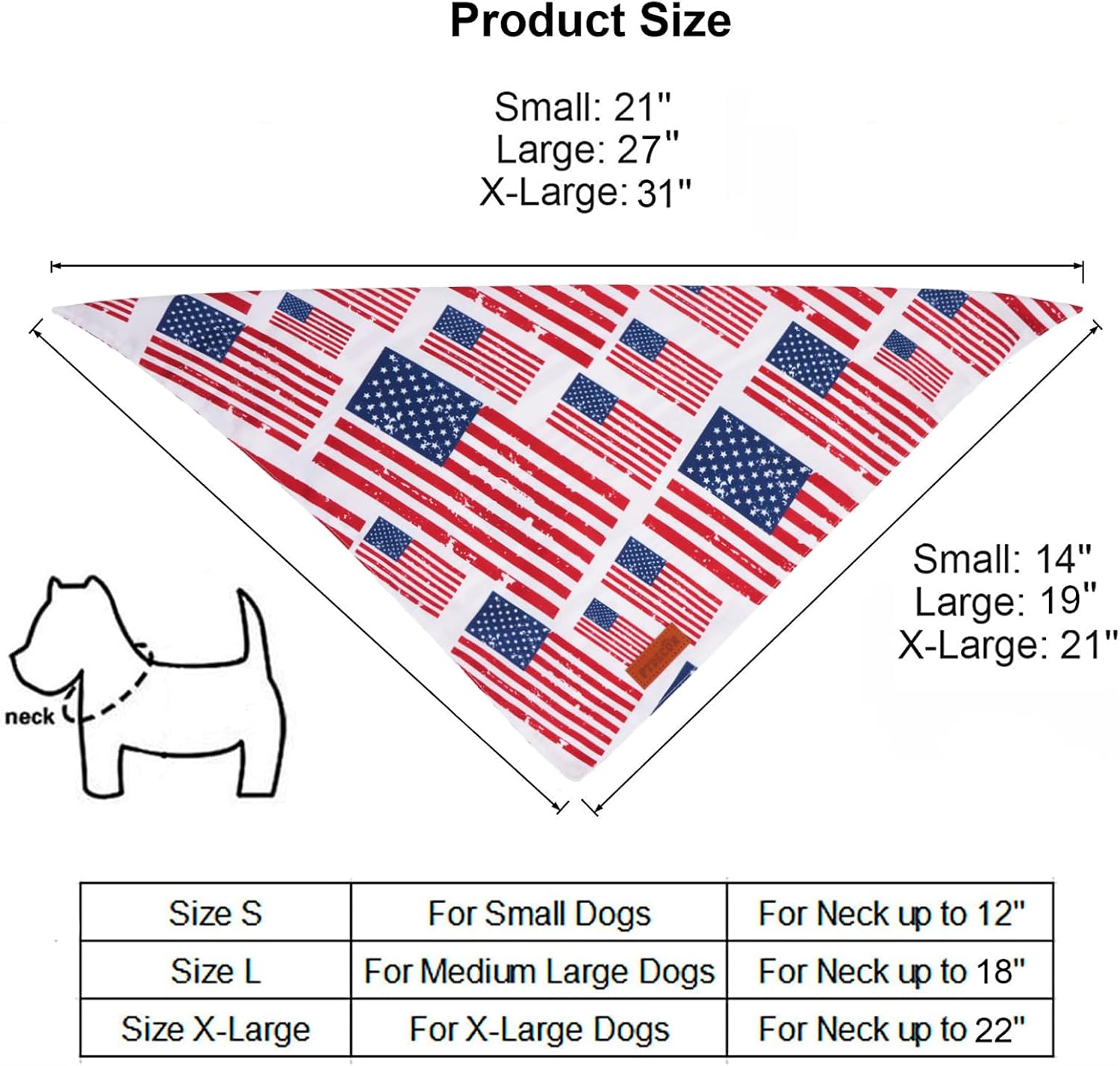 PTDECOR patriotic dog scarf reversible stars and stripes pattern layout