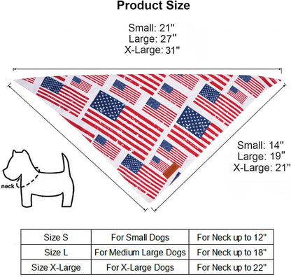 PTDECOR patriotic dog scarf reversible stars and stripes pattern layout