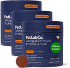 PetLab Co. Allergy And Immune Probiotics For Dogs front packaging showcasing three-pack premium container.