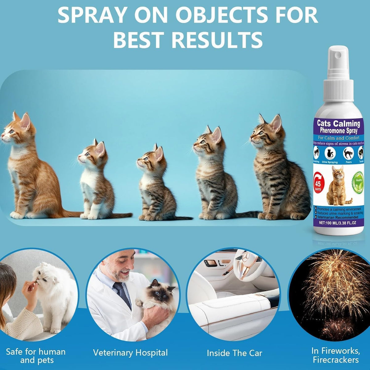 RNLBNMP feline facial pheromone spray packaging displaying the 45-day supply per bottle label