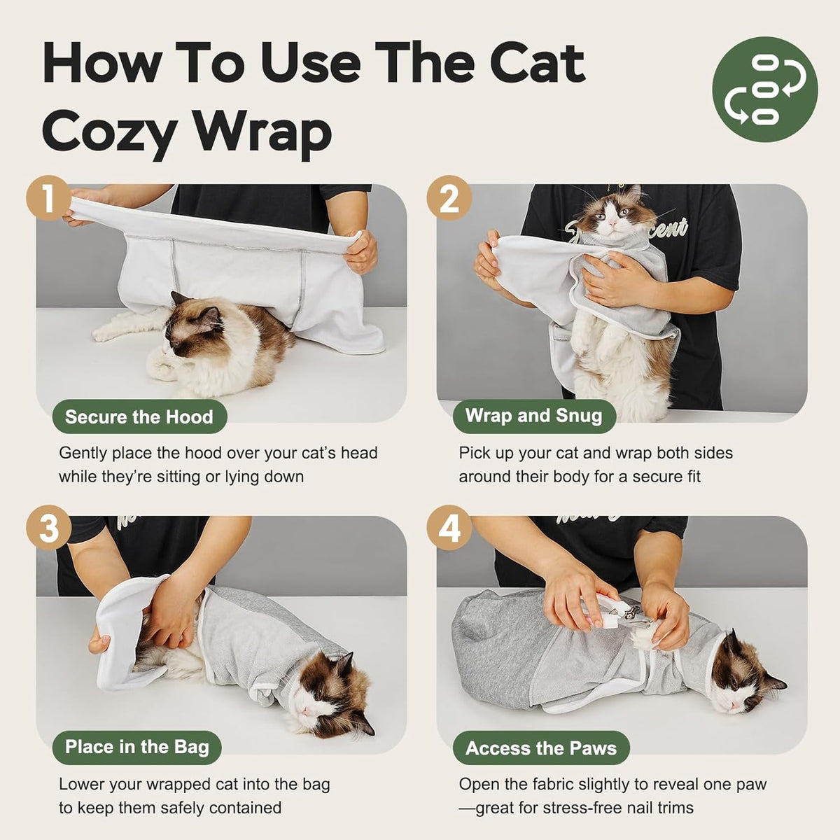 Packaging details of the imported Pawfun self adhesive cat care swaddle