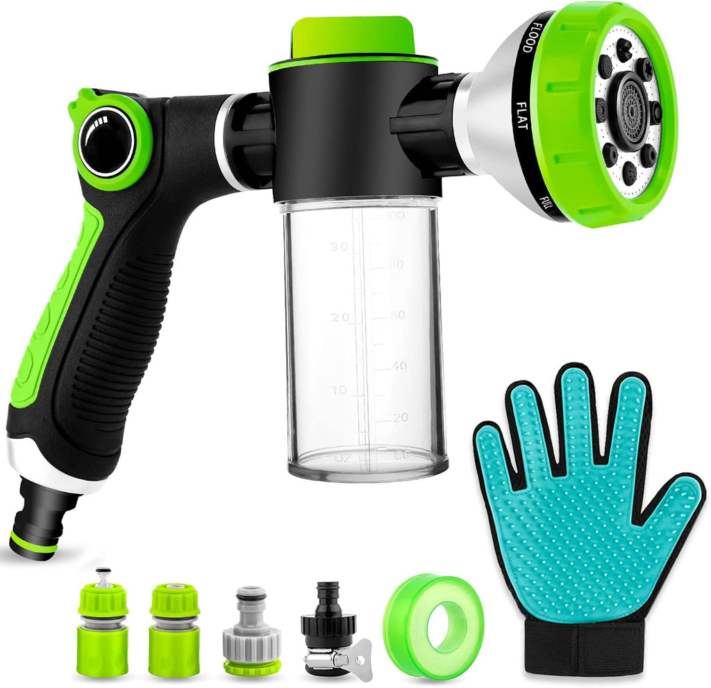 YCCOKJJ dog wash hose attachment front view with soap dispenser