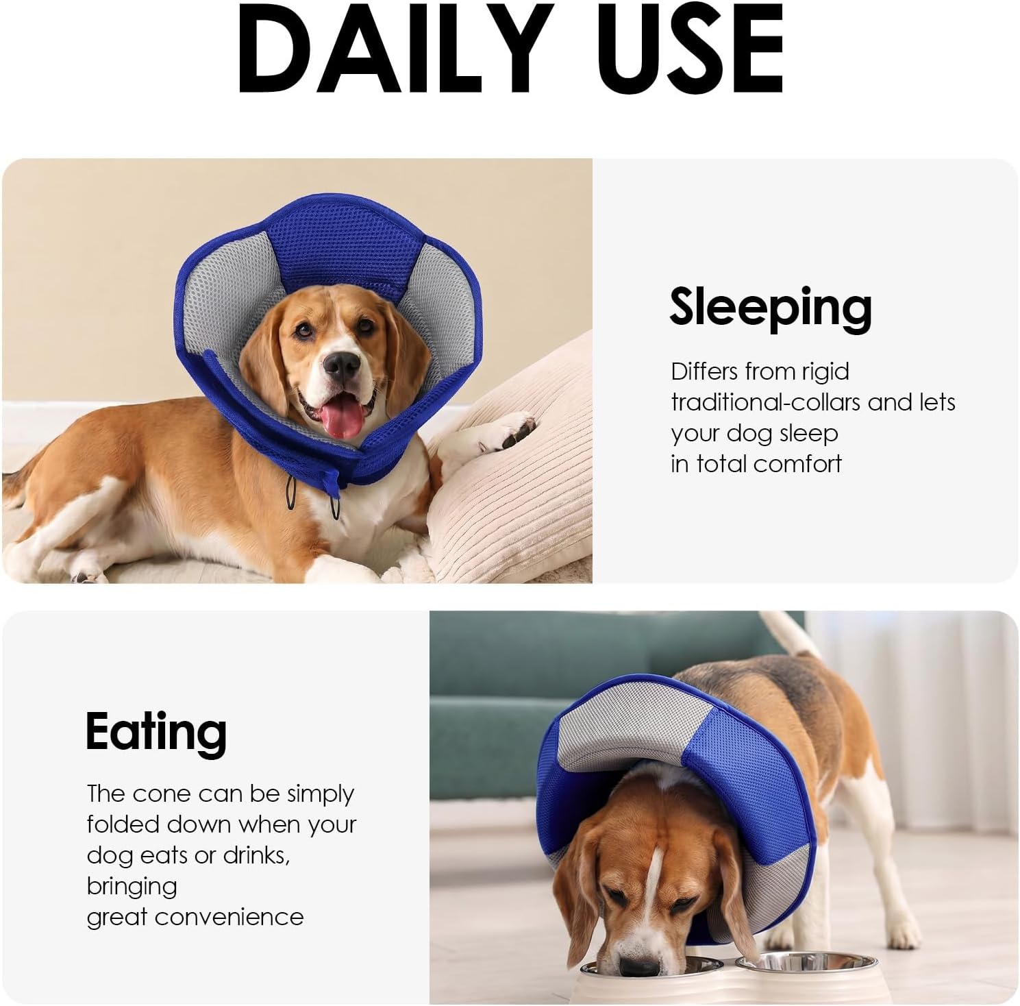 AOFITEE medical recovery collar showing deep protection against wound licking.