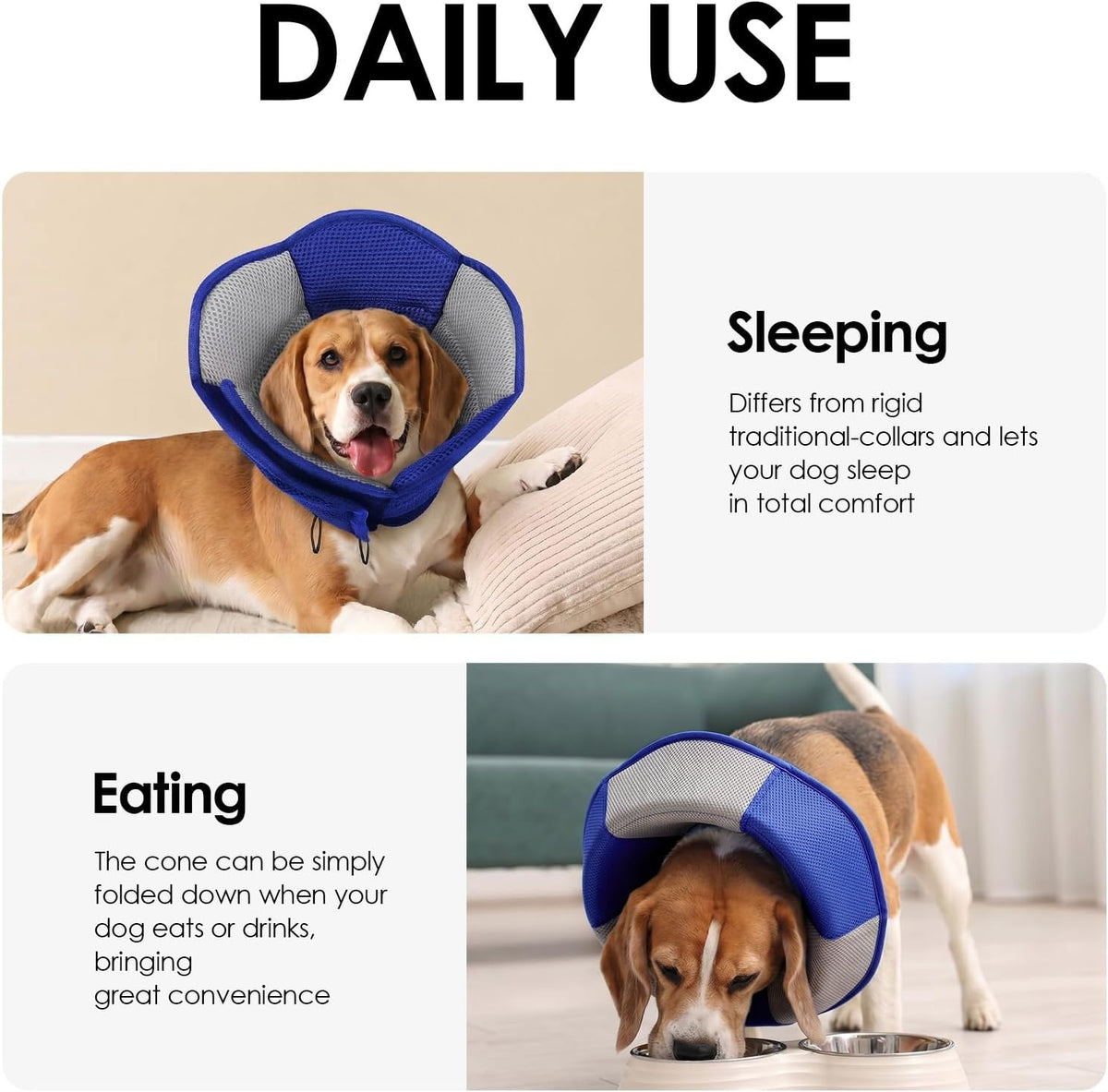 AOFITEE medical recovery collar showing deep protection against wound licking.