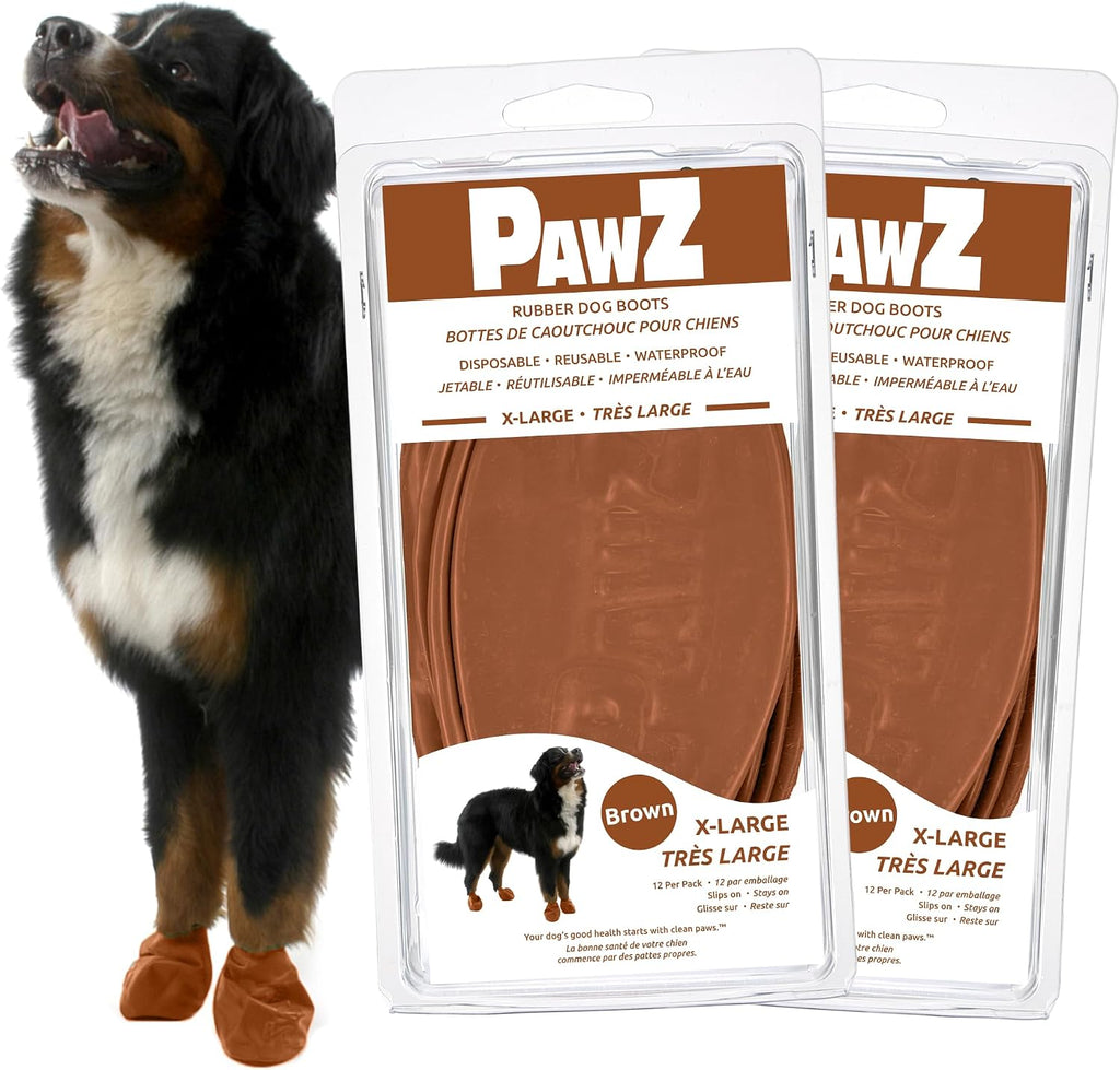Comparison of PawZ dog boot sizes and natural rubber flexibility
