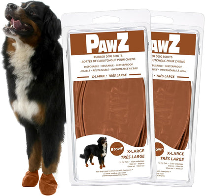 Comparison of PawZ dog boot sizes and natural rubber flexibility