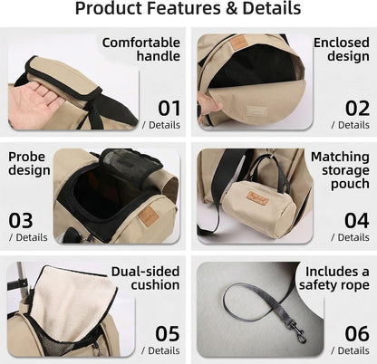 Interior view of the premium pet backpack showing the built in safety tether