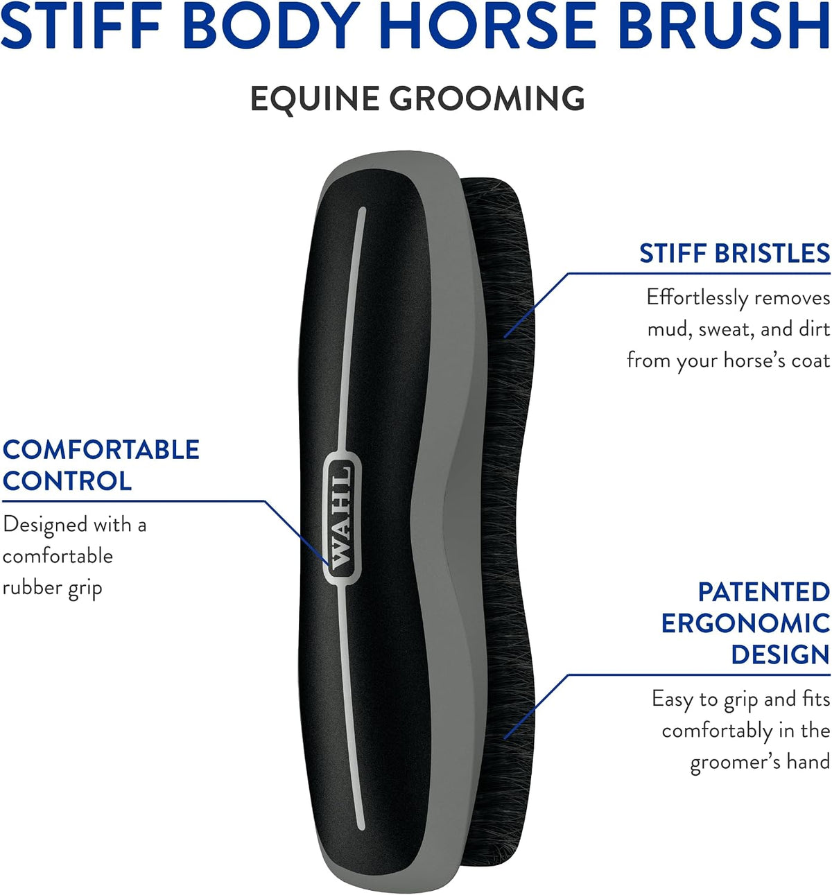 Wahl horse grooming brush showing the stiff bristles