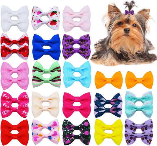 Juccpul 40pcs dog hair bows with clips front view